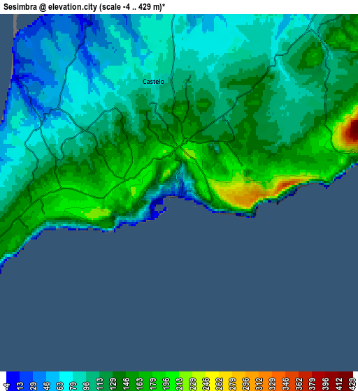 Zoom OUT 2x Sesimbra, Portugal elevation map