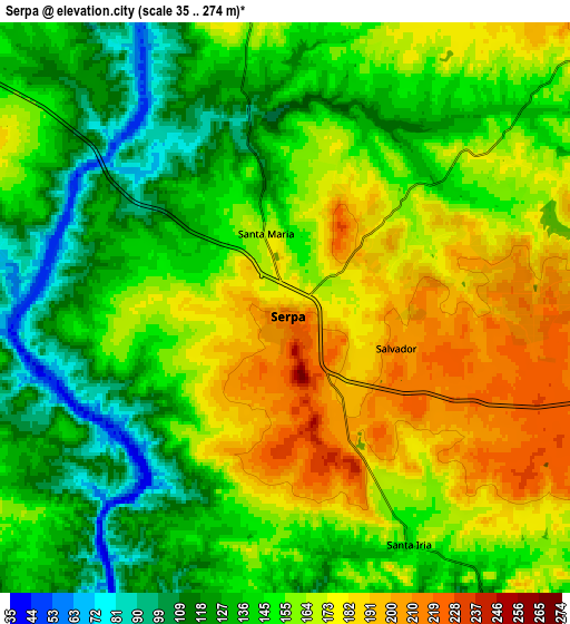 Zoom OUT 2x Serpa, Portugal elevation map