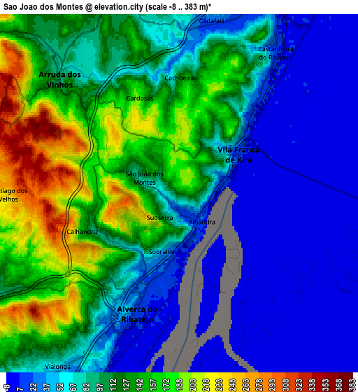 Zoom OUT 2x São João dos Montes, Portugal elevation map