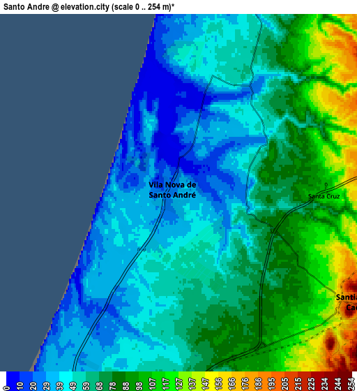 Zoom OUT 2x Santo André, Portugal elevation map