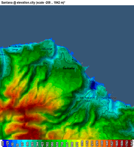Zoom OUT 2x Santana, Portugal elevation map