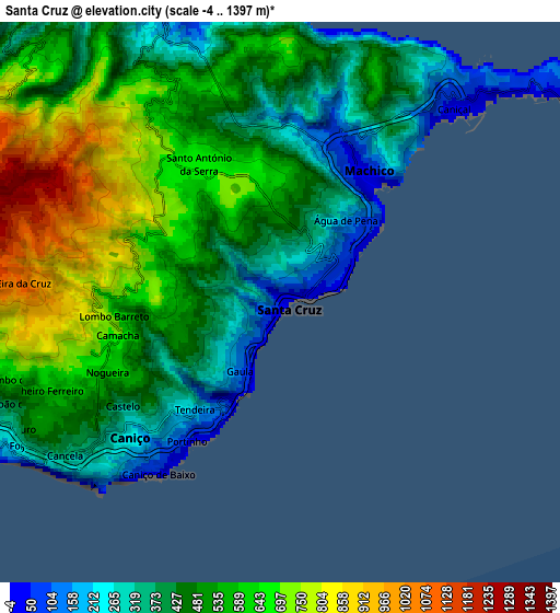 Zoom OUT 2x Santa Cruz, Portugal elevation map