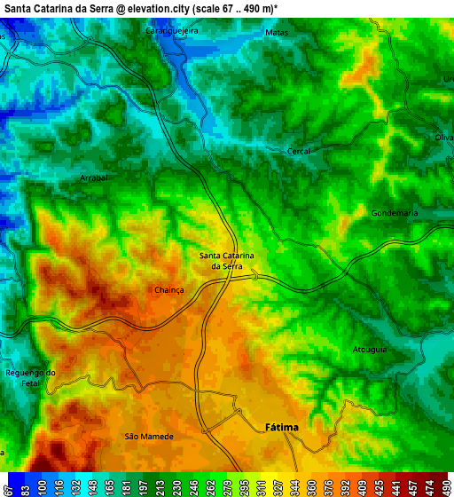 Zoom OUT 2x Santa Catarina da Serra, Portugal elevation map