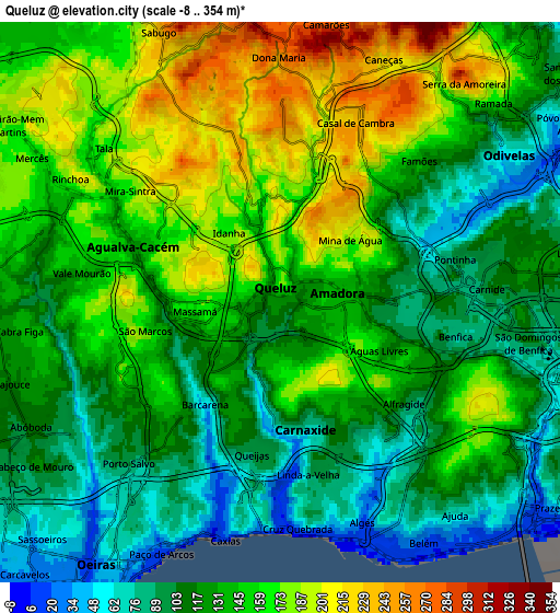 Zoom OUT 2x Queluz, Portugal elevation map
