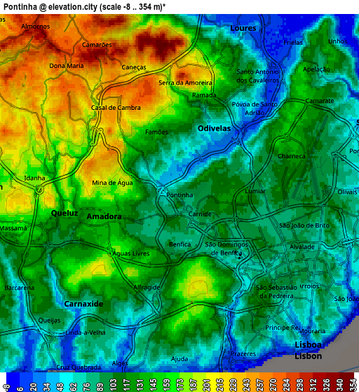 Zoom OUT 2x Pontinha, Portugal elevation map