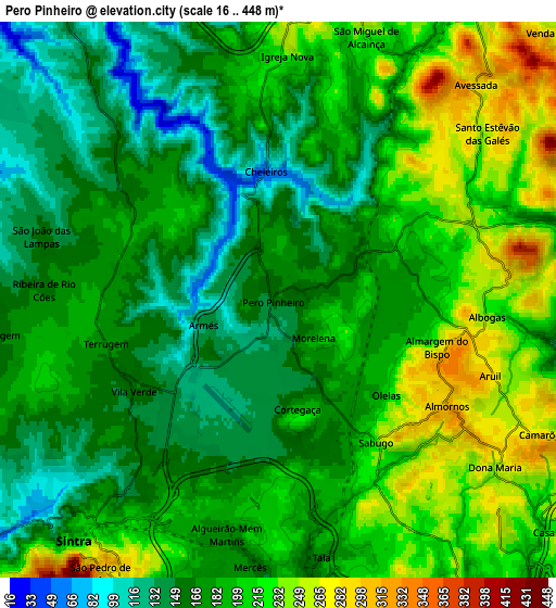 Zoom OUT 2x Pero Pinheiro, Portugal elevation map