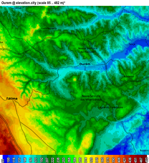 Zoom OUT 2x Ourém, Portugal elevation map
