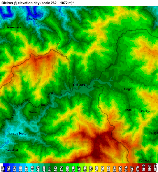 Zoom OUT 2x Oleiros, Portugal elevation map