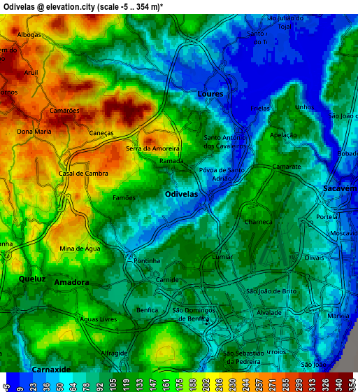 Zoom OUT 2x Odivelas, Portugal elevation map