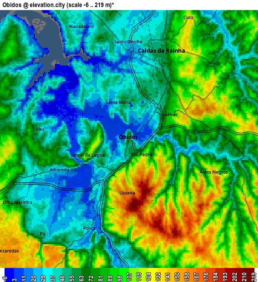 Zoom OUT 2x Óbidos, Portugal elevation map