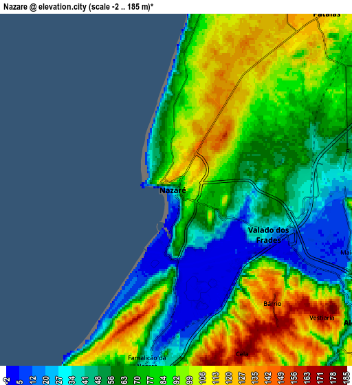 Zoom OUT 2x Nazaré, Portugal elevation map