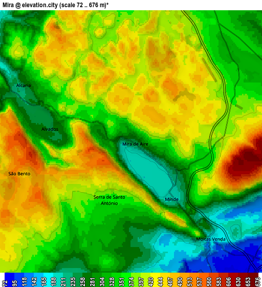 Zoom OUT 2x Mira, Portugal elevation map