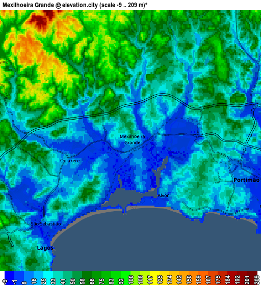 Zoom OUT 2x Mexilhoeira Grande, Portugal elevation map