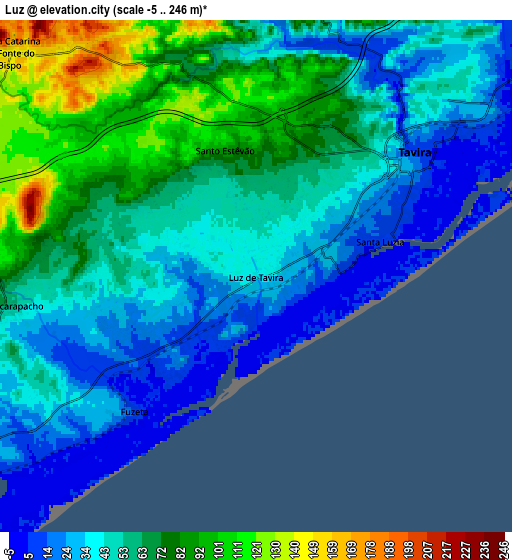 Zoom OUT 2x Luz, Portugal elevation map