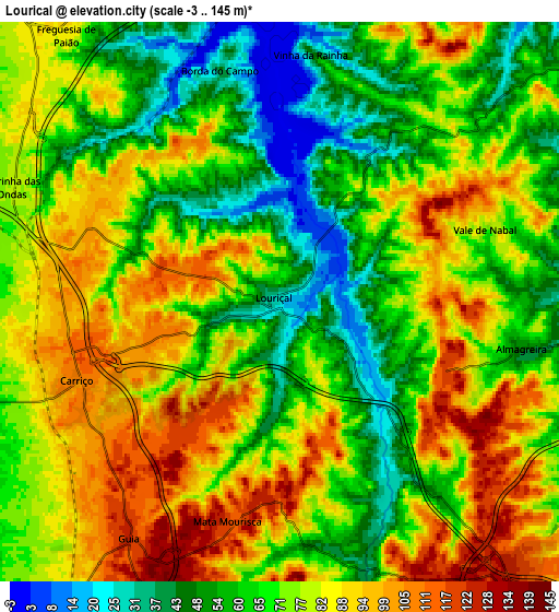 Zoom OUT 2x Louriçal, Portugal elevation map