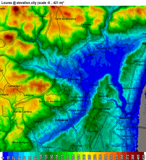 Zoom OUT 2x Loures, Portugal elevation map