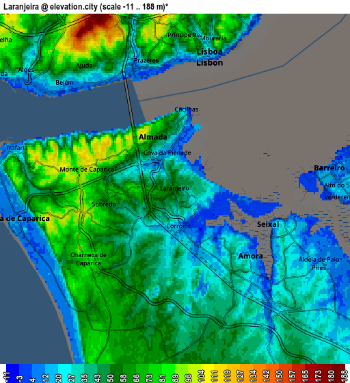 Zoom OUT 2x Laranjeira, Portugal elevation map