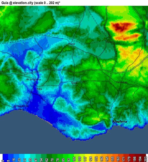 Zoom OUT 2x Guia, Portugal elevation map