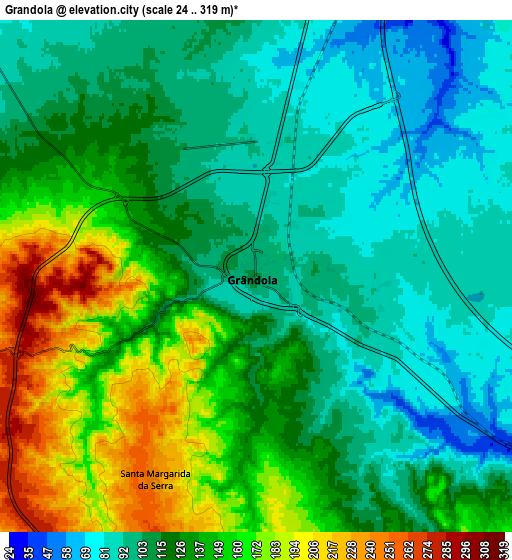 Zoom OUT 2x Grândola, Portugal elevation map