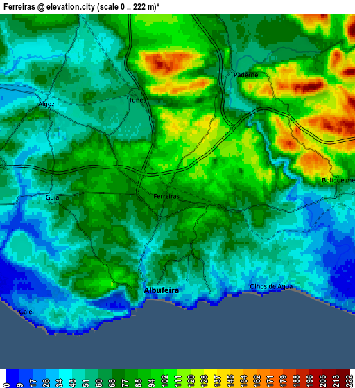 Zoom OUT 2x Ferreiras, Portugal elevation map