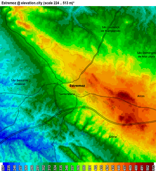 Zoom OUT 2x Estremoz, Portugal elevation map