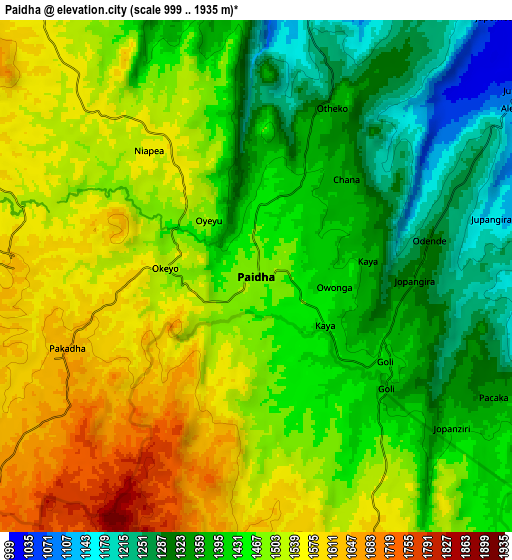 Zoom OUT 2x Paidha, Uganda elevation map