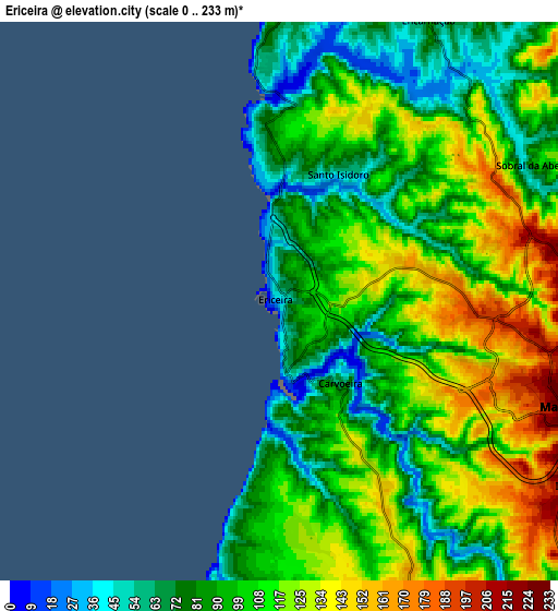 Zoom OUT 2x Ericeira, Portugal elevation map