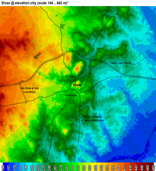 Zoom OUT 2x Elvas, Portugal elevation map