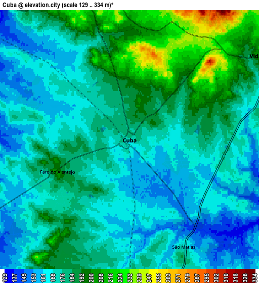 Zoom OUT 2x Cuba, Portugal elevation map