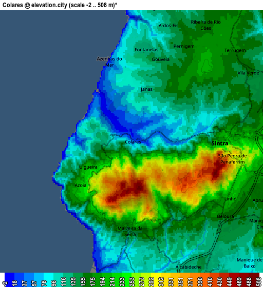 Zoom OUT 2x Colares, Portugal elevation map