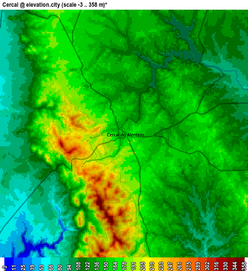 Zoom OUT 2x Cercal, Portugal elevation map