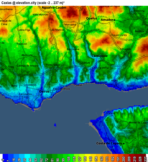 Zoom OUT 2x Caxias, Portugal elevation map