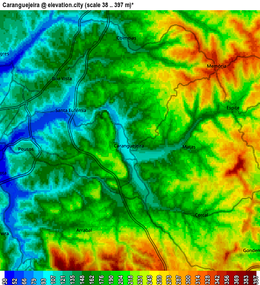 Zoom OUT 2x Caranguejeira, Portugal elevation map