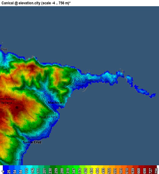 Zoom OUT 2x Caniçal, Portugal elevation map