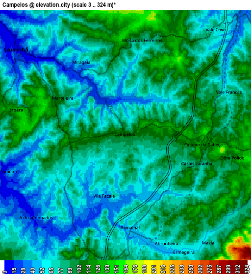 Zoom OUT 2x Campelos, Portugal elevation map