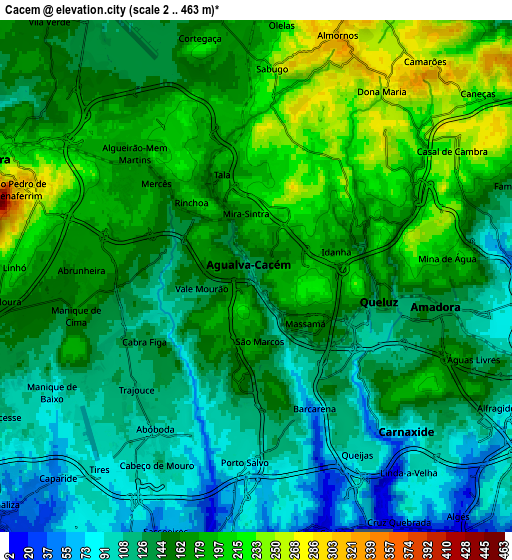 Zoom OUT 2x Cacém, Portugal elevation map