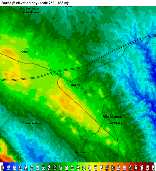 Zoom OUT 2x Borba, Portugal elevation map