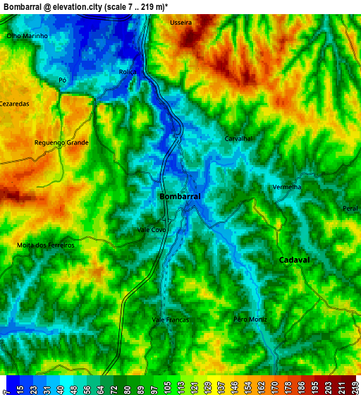 Zoom OUT 2x Bombarral, Portugal elevation map