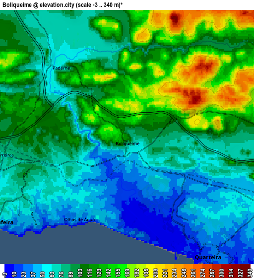 Zoom OUT 2x Boliqueime, Portugal elevation map