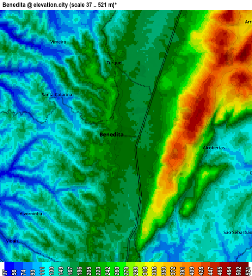 Zoom OUT 2x Benedita, Portugal elevation map