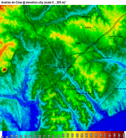 Zoom OUT 2x Aveiras de Cima, Portugal elevation map