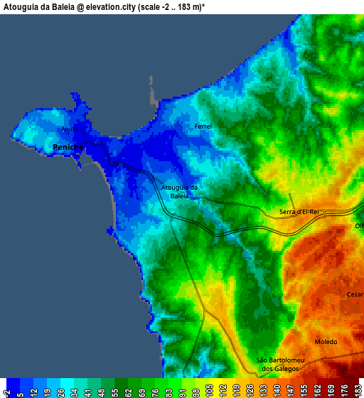 Zoom OUT 2x Atouguia da Baleia, Portugal elevation map