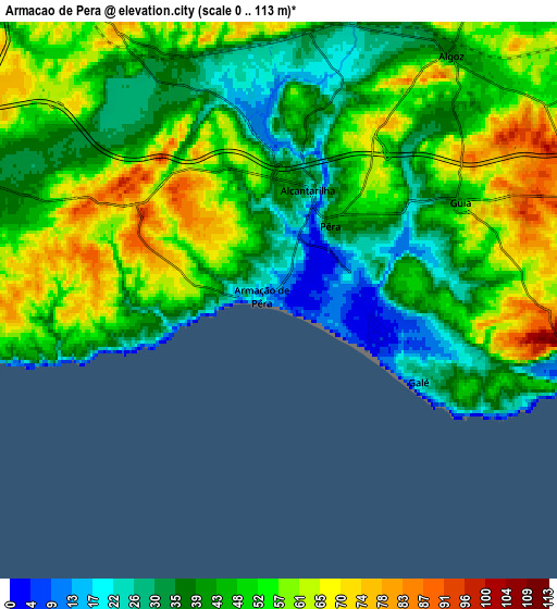 Zoom OUT 2x Armação de Pêra, Portugal elevation map