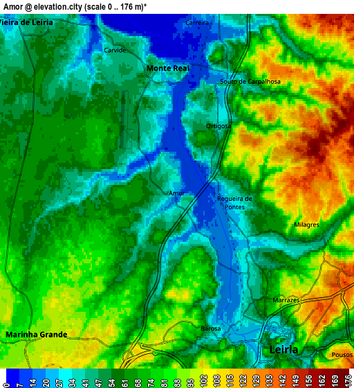 Zoom OUT 2x Amor, Portugal elevation map