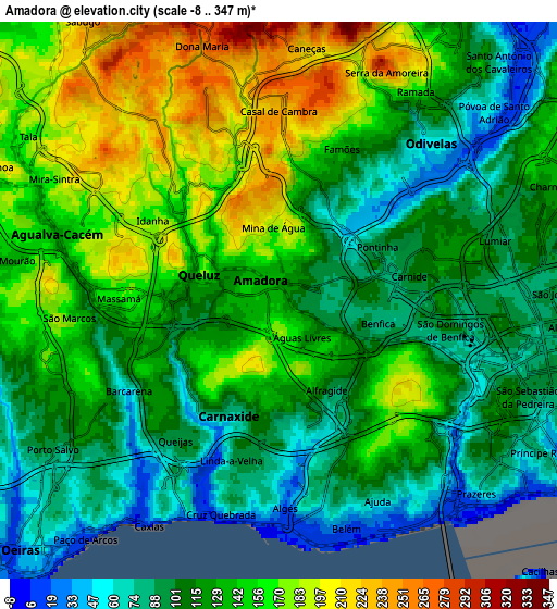 Zoom OUT 2x Amadora, Portugal elevation map