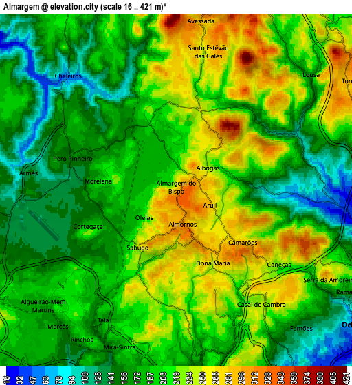 Zoom OUT 2x Almargem, Portugal elevation map