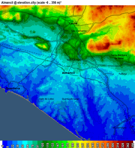 Zoom OUT 2x Almancil, Portugal elevation map