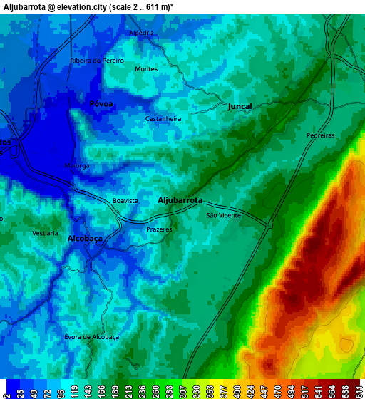 Zoom OUT 2x Aljubarrota, Portugal elevation map