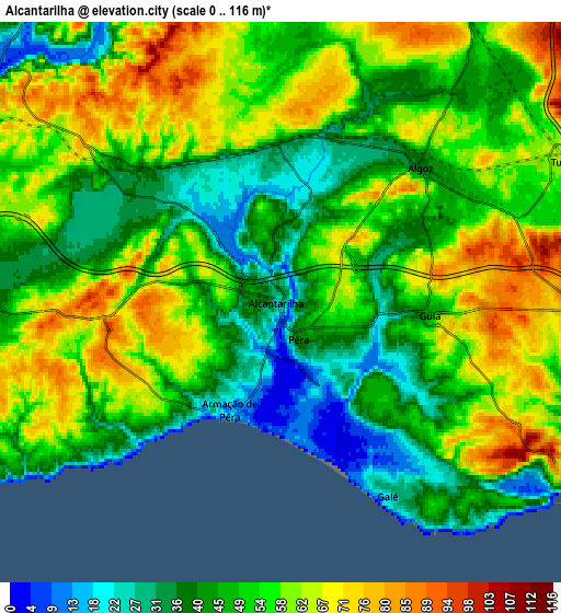 Zoom OUT 2x Alcantarilha, Portugal elevation map