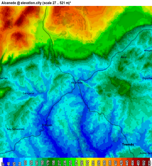 Zoom OUT 2x Alcanede, Portugal elevation map